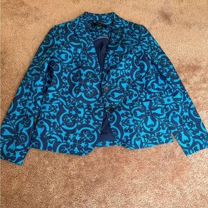 Talbots Petite Blue Patterned Fabric